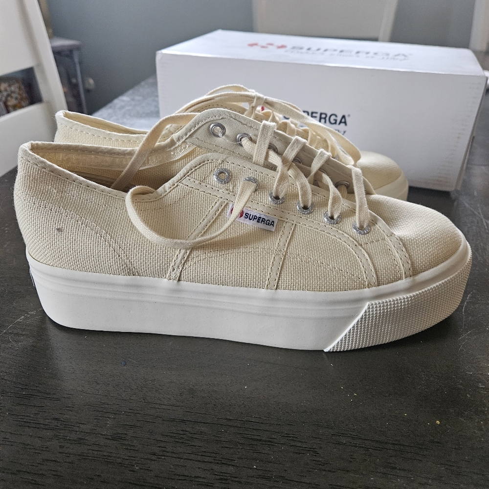 Superga Off-White Platform Sneakers